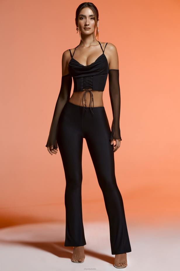 Oh Polly Kauser Split Flare Trousers N80H809 Black