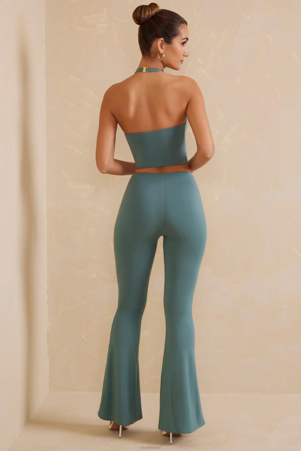 Oh Polly Olja High Waist Flare Trousers N80H787 Teal