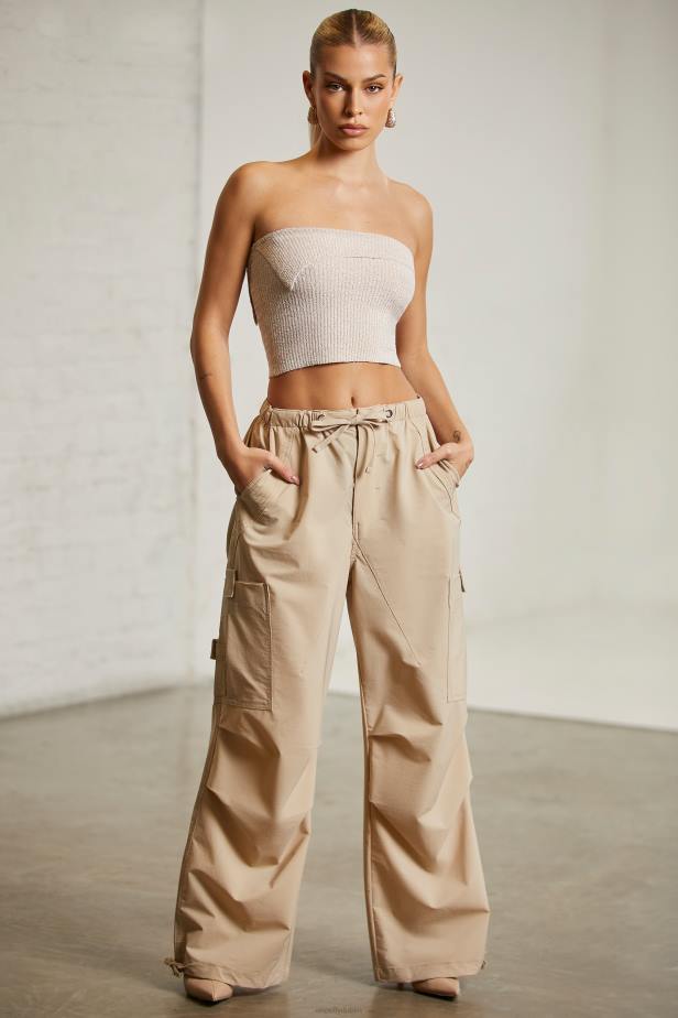 Oh Polly Rori Wide Leg Cargo Trousers N80H793 Beige