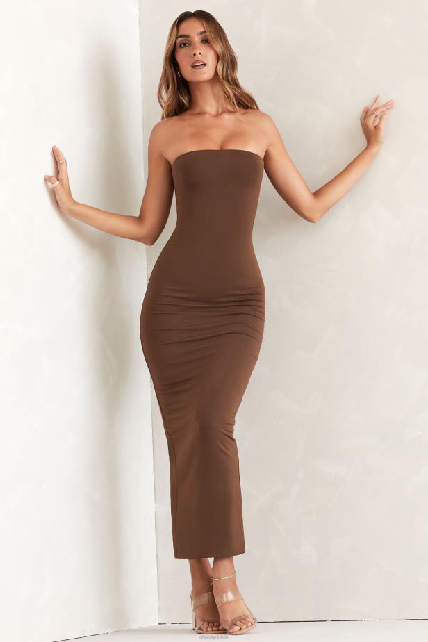 Oh Polly Kali Bandeau Maxi Dress N80H296 Brown