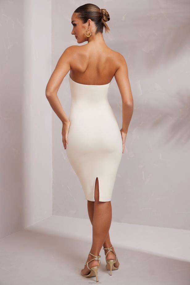 Oh Polly Bronte Bandeau Midi Dress N80H209 Ivory