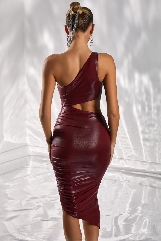 Oh Polly Runaway Cut Out Midi Dress N80H394 Burgundy