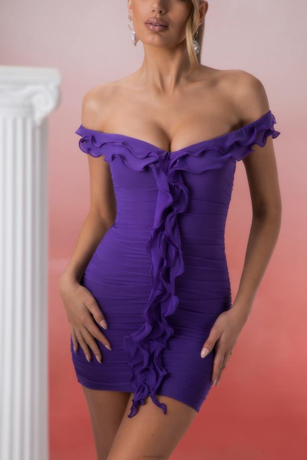 Oh Polly Philia Ruffle Detail Mini Dress N80H415 Violet