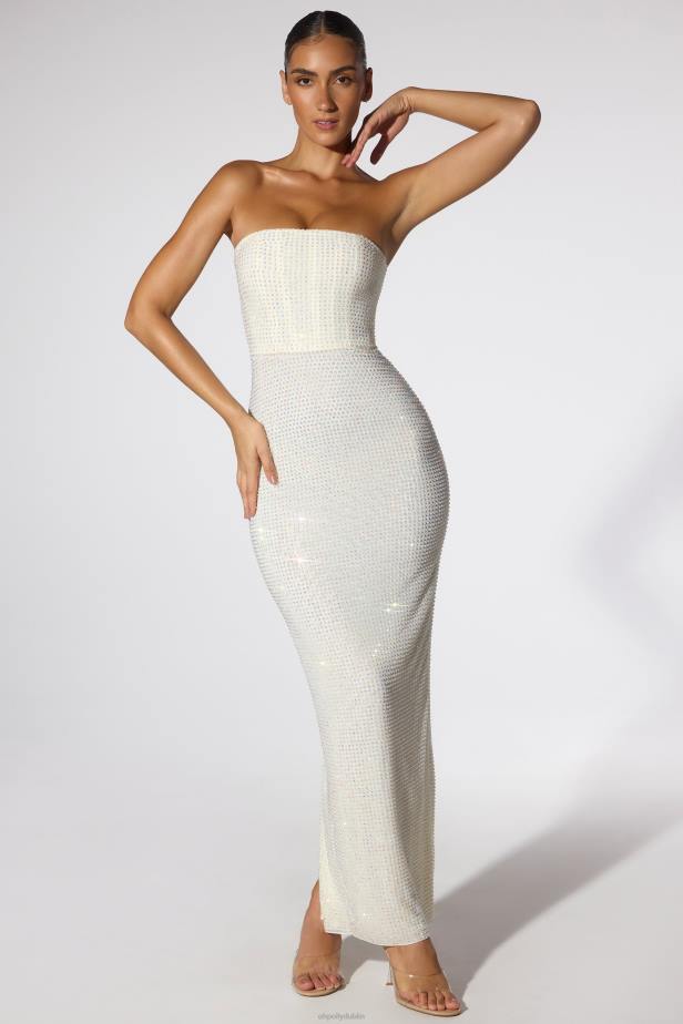 Oh Polly Daleyza Embellished Strapless Evening Gown N80H25 Ivory