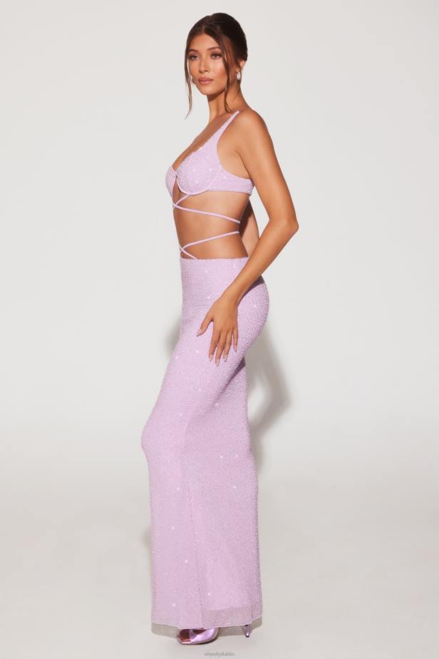 Oh Polly Sardinia Embellished Strappy Maxi Skirt N80H733 Lilac