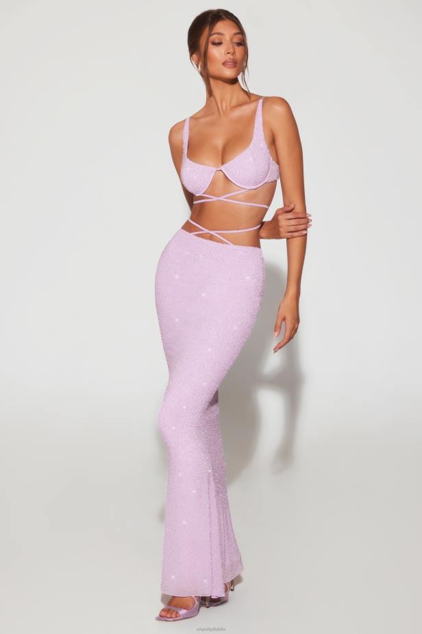 Oh Polly Sardinia Embellished Strappy Maxi Skirt N80H733 Lilac