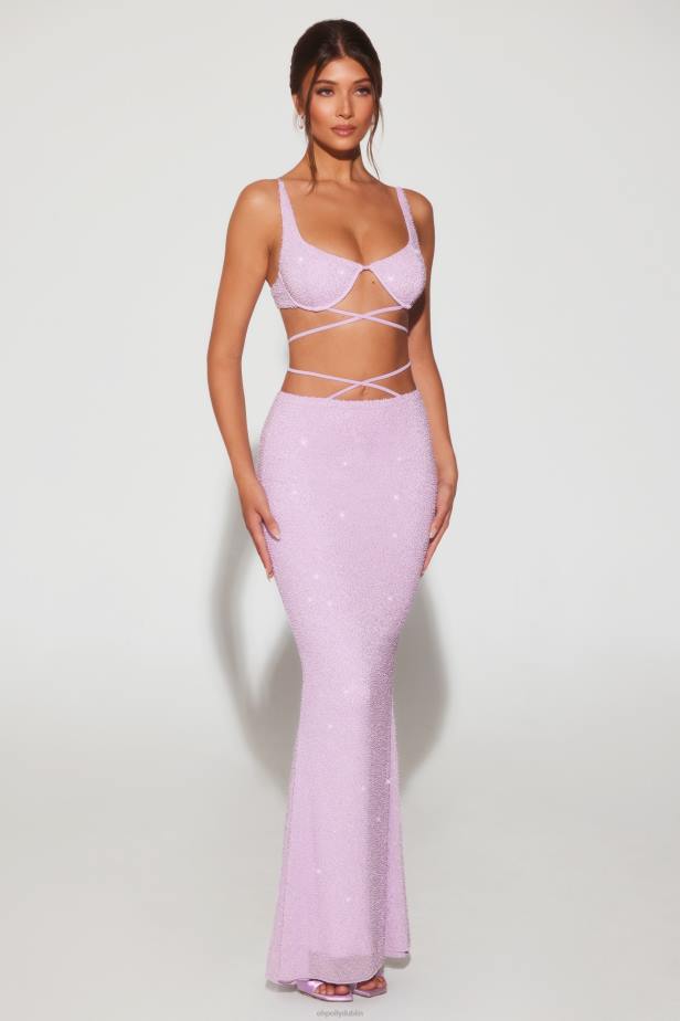 Oh Polly Sardinia Embellished Strappy Maxi Skirt N80H733 Lilac