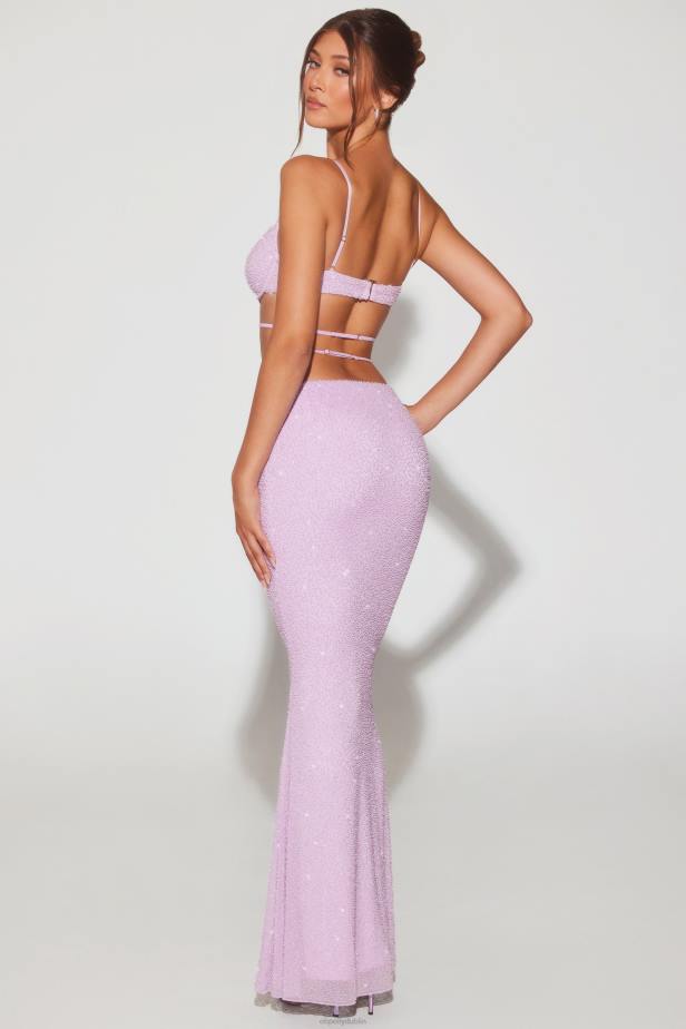 Oh Polly Sardinia Embellished Strappy Maxi Skirt N80H733 Lilac