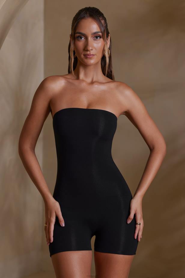 Oh Polly Jalen Bandeau Neckline Short Unitard N80H743 Black