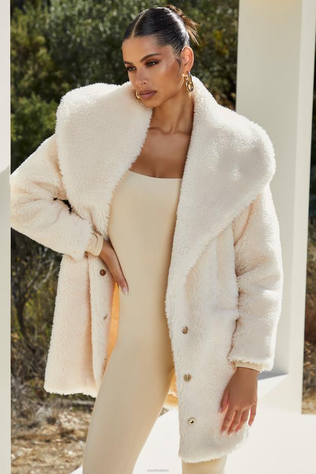 Oh Polly Embrace Shawl Collar Teddy Coat N80H860 Ivory