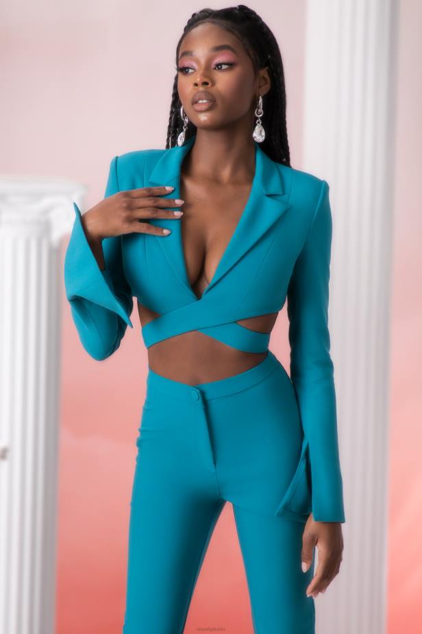 Oh Polly Meraki Cropped Blazer N80H682 Teal