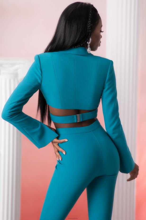 Oh Polly Meraki Cropped Blazer N80H682 Teal