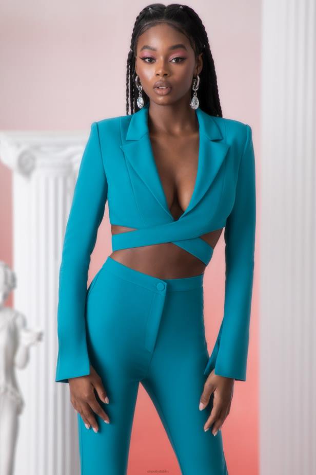 Oh Polly Meraki Cropped Blazer N80H682 Teal