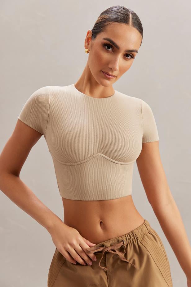 Oh Polly Aara Monowire Crop Top N80H607 Stone