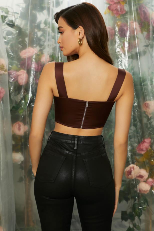 Oh Polly Beloved Curved Bust Bustier Crop Top N80H676 Brown