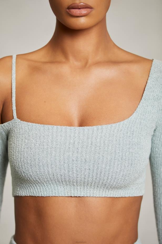 Oh Polly Dagny Asymmetric Long Sleeve Crop Top N80H617 Mint