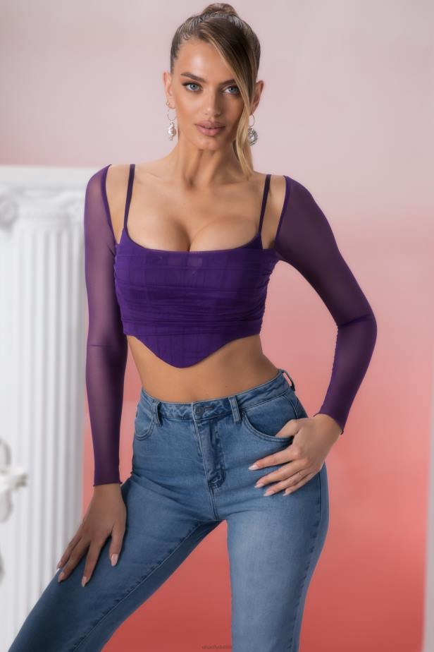 Oh Polly Eros Long Sleeve Crop Top N80H683 Violet