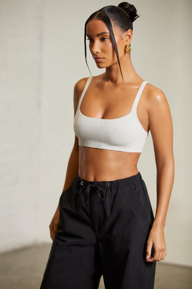 Oh Polly Iola Curved Neck Crop Top N80H619 Grey