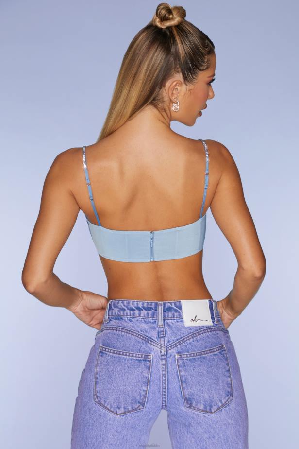 Oh Polly La Rochelle Embellished Strap Crop Top N80H667 Blue