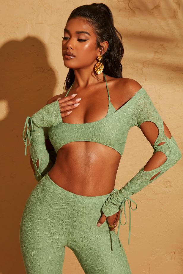 Oh Polly Thar Cut Out Crop Top N80H653 Green