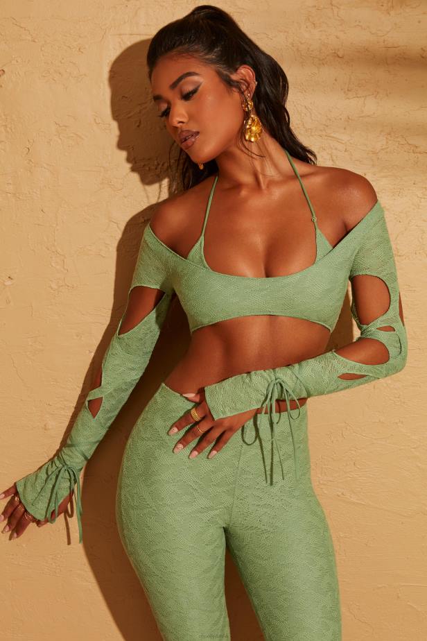 Oh Polly Thar Cut Out Crop Top N80H653 Green