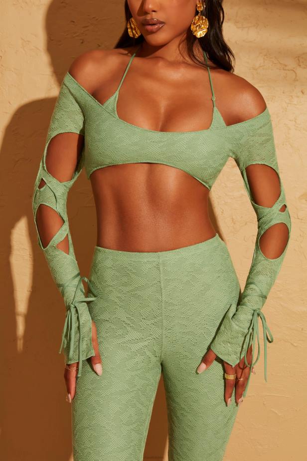 Oh Polly Thar Cut Out Crop Top N80H653 Green