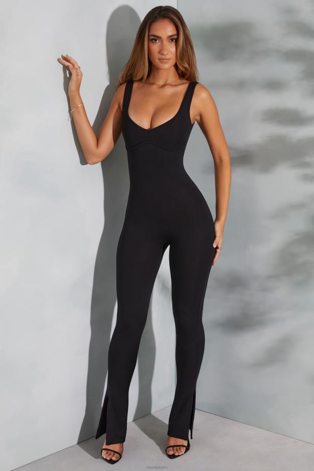 Oh Polly Axelle Sweetheart Neckline Flare Hem Jumpsuit N80H766 Black