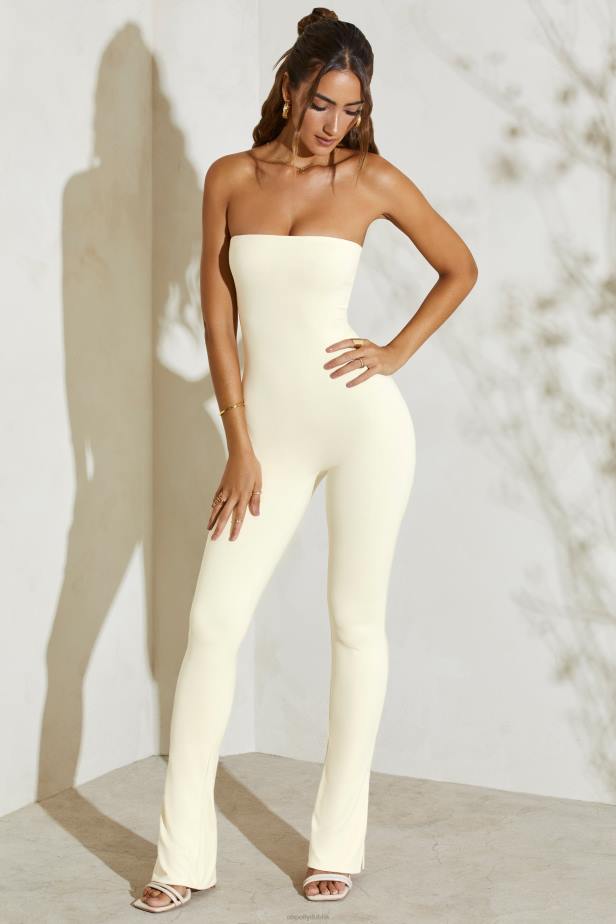 Oh Polly Jamila Strapless Flared Hem Jumpsuit N80H776 Ivory