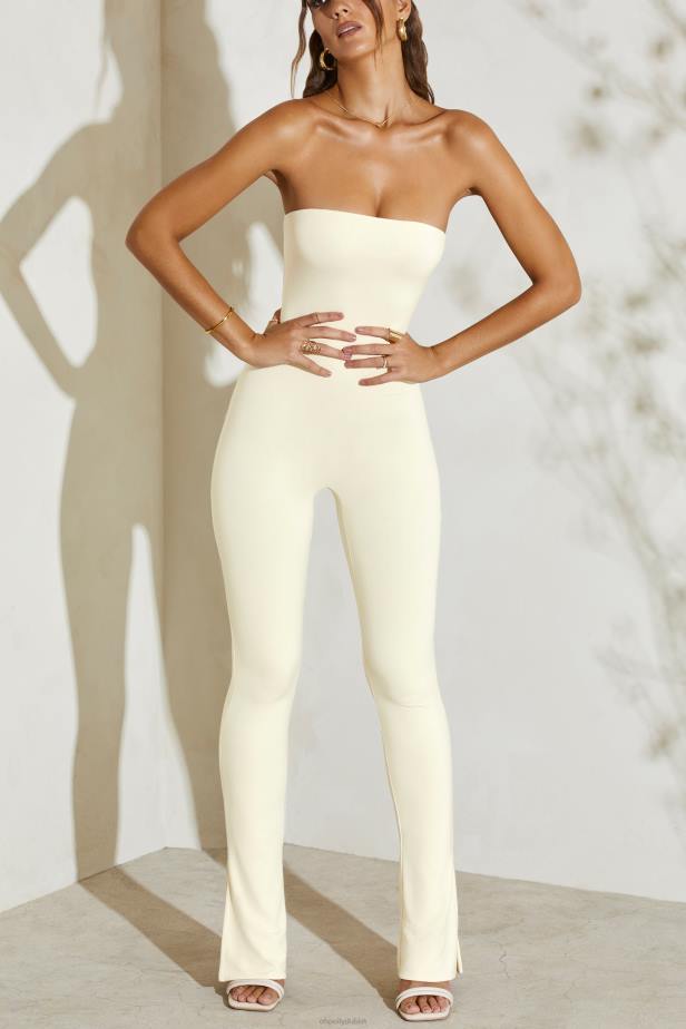 Oh Polly Jamila Strapless Flared Hem Jumpsuit N80H776 Ivory