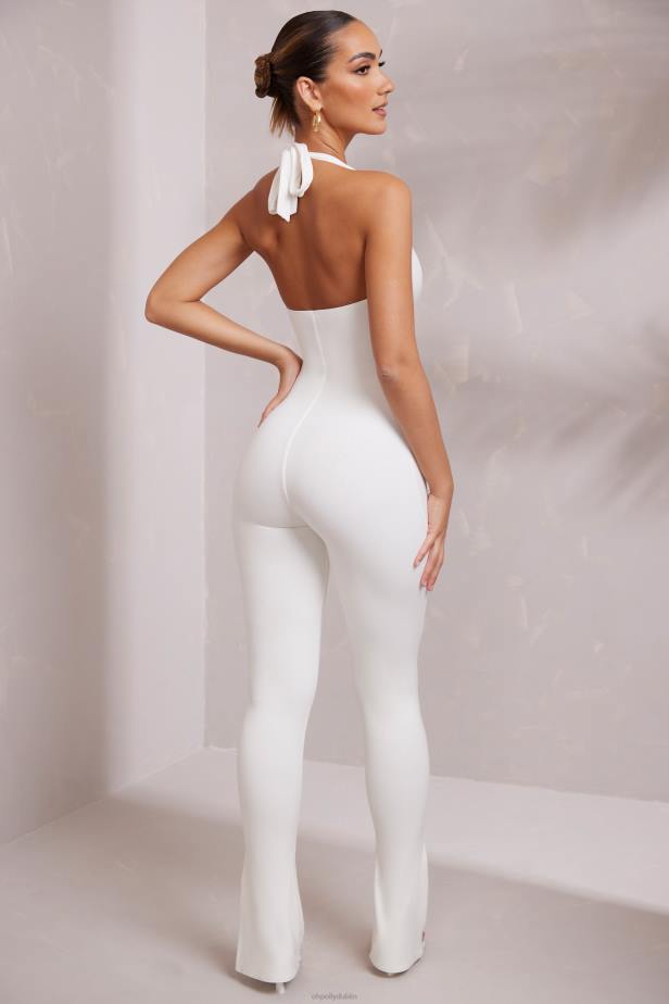 Oh Polly Keava Halter Neck Plunge Jumpsuit N80H748 White