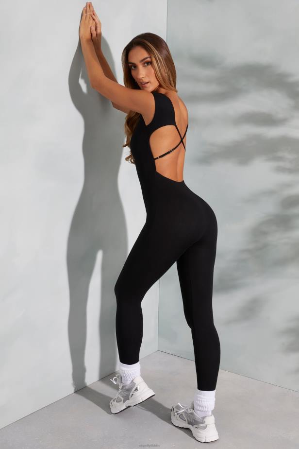 Oh Polly Sabrina Open Back Scoop Neck Jumpsuit N80H759 Black