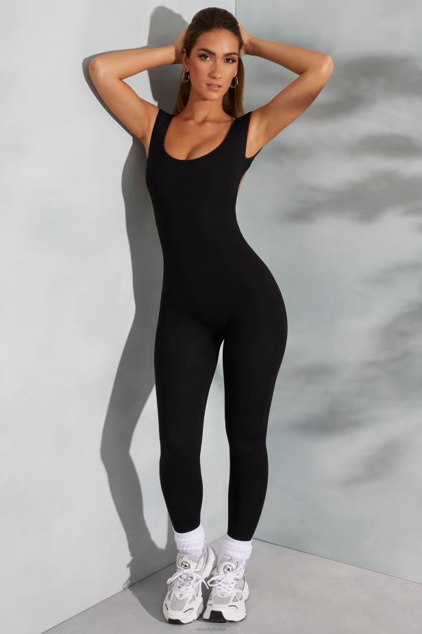 Oh Polly Sabrina Open Back Scoop Neck Jumpsuit N80H759 Black