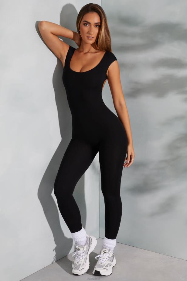 Oh Polly Sabrina Open Back Scoop Neck Jumpsuit N80H759 Black