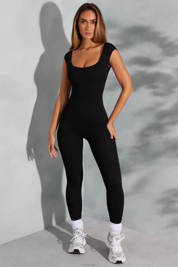 Oh Polly Sabrina Open Back Scoop Neck Jumpsuit N80H759 Black