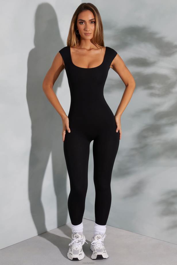 Oh Polly Sabrina Open Back Scoop Neck Jumpsuit N80H759 Black