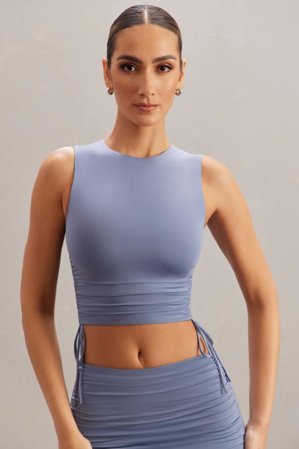 Oh Polly Bahiya Ruched Tank Top N80H605 Blue