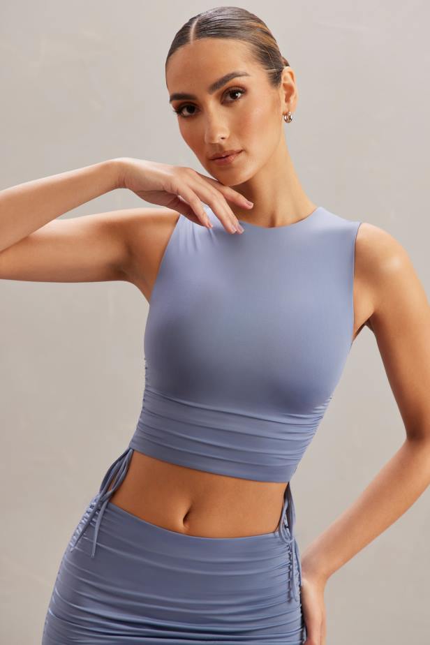 Oh Polly Bahiya Ruched Tank Top N80H605 Blue