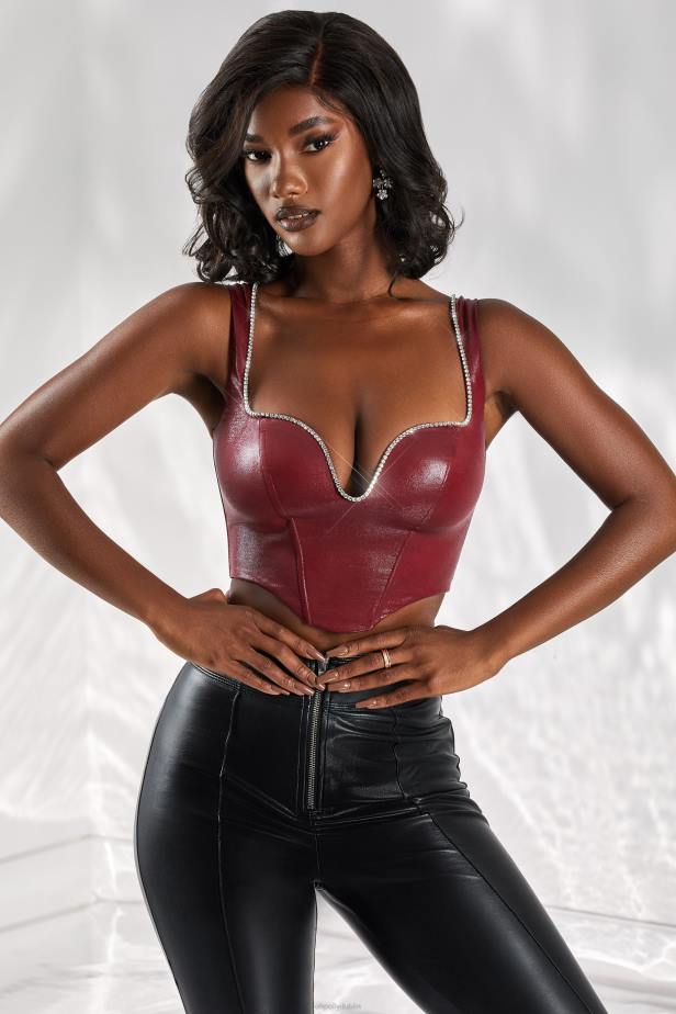 Oh Polly Day Dream Corset Top N80H671 Burgundy