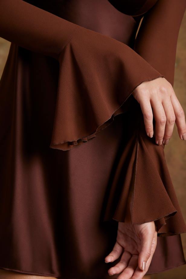 Oh Polly Esin Long Flared Sleeve Shrug N80H720 Brown