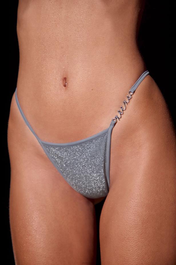 Oh Polly Tayen Triangle Thong Bikini Bottoms N80H875 Blue